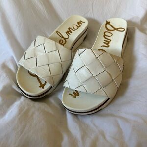Sam Edelman Women's Woven Cream Slide Sandals